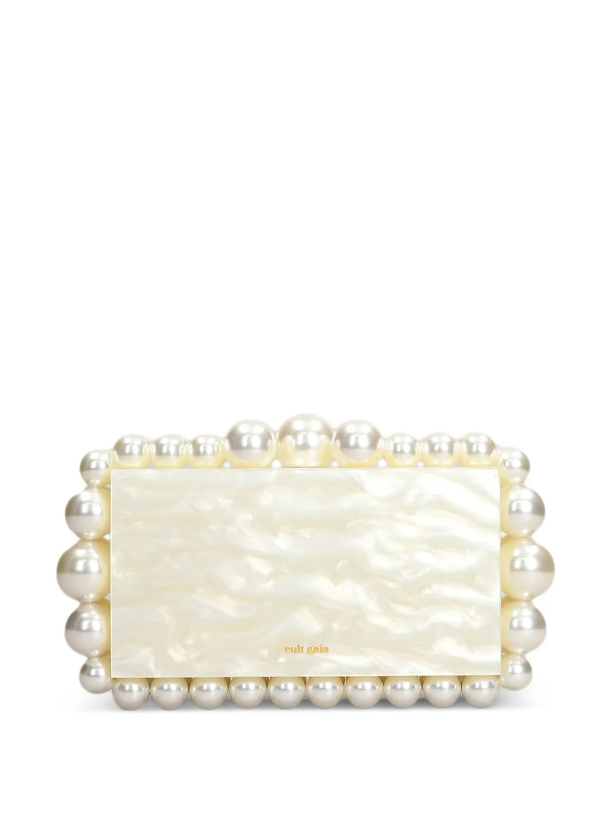 Cult Gaia G16104 Eos Beaded Acrylic Box Clutch in Ivory