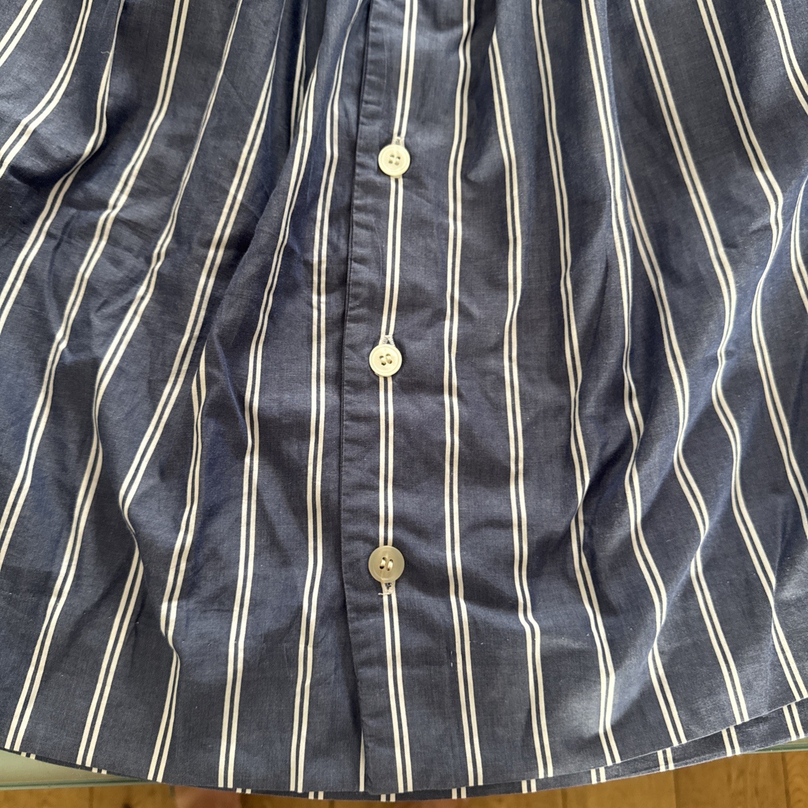 Vintage J.G. Hook Blue & White Stripe Button Front Midi Skirt UK 8 100% Cotton