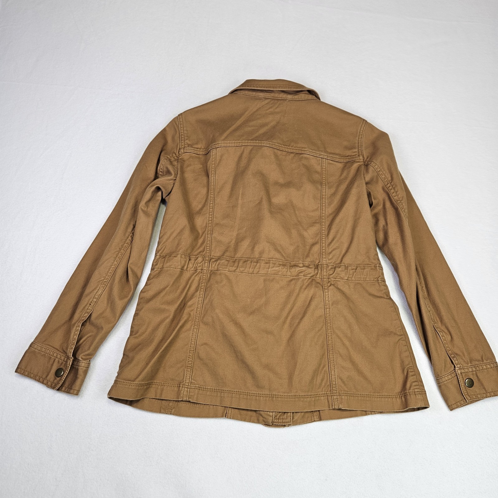 Talbots Safari Jacket Womans XS Camel Brown Twill Cotton Stretch Utility Outdoor