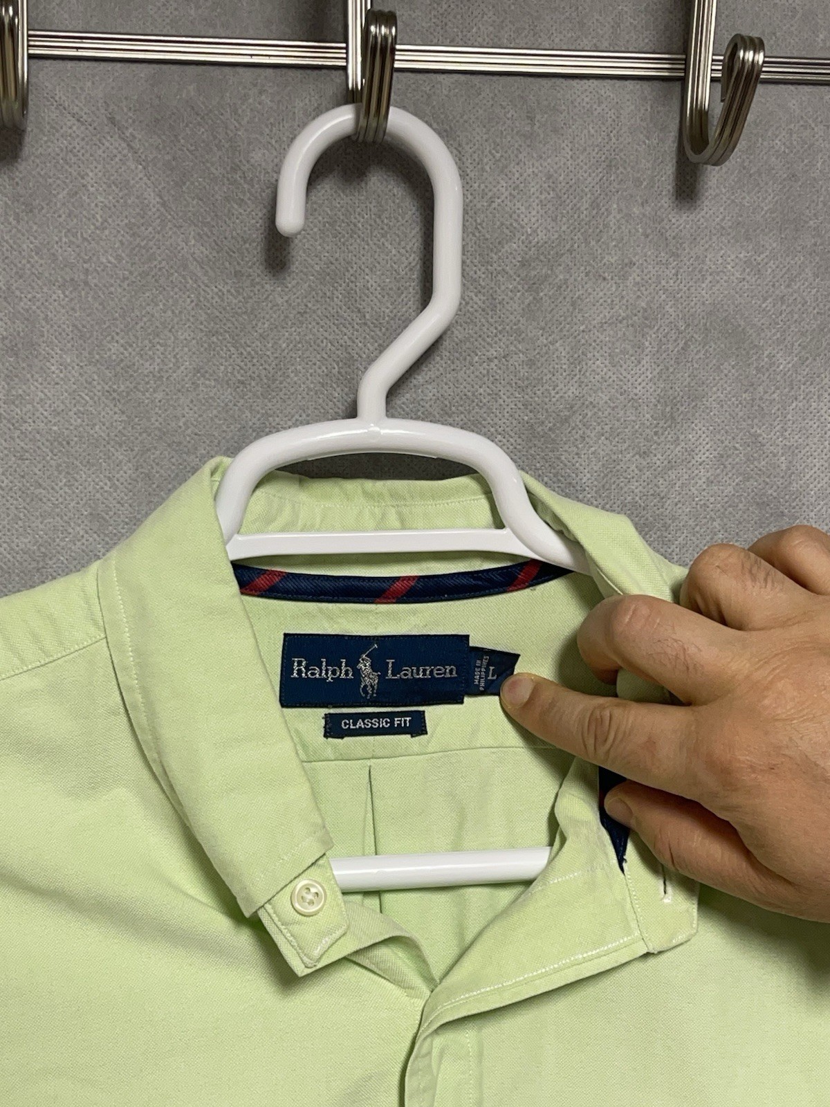 VTG Ralph Lauren Shirt Men L Green Classic OCBD Oxford Cloth Flesh Pony Casual