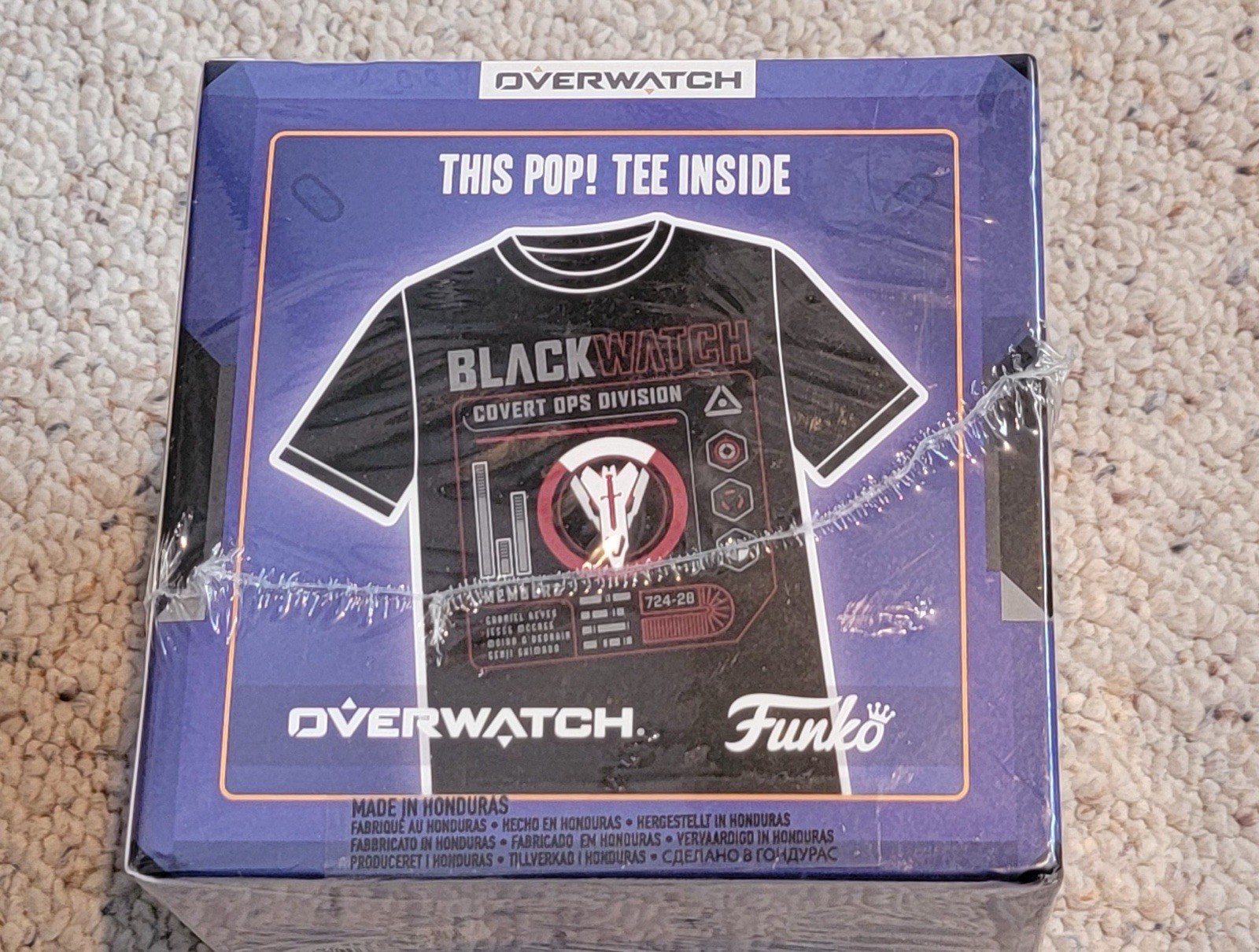 Funko Pop Overwatch Blk Tee shirt in Box Sz X-Large BlackWatch in Cube Box NIB