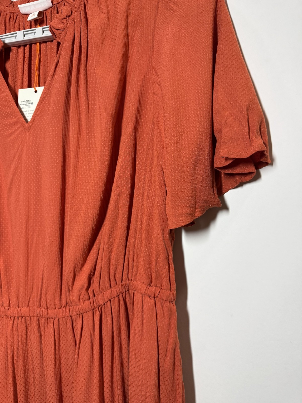 Women’s Flutter Short Sleeve Tiered Dress – Knox Rose Orange XXL