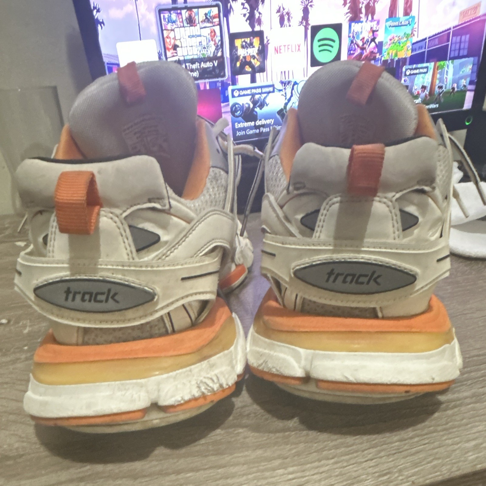 Balenciaga Track Sneakers 542023 Low Top Lace Up White Gray Orange Men’s