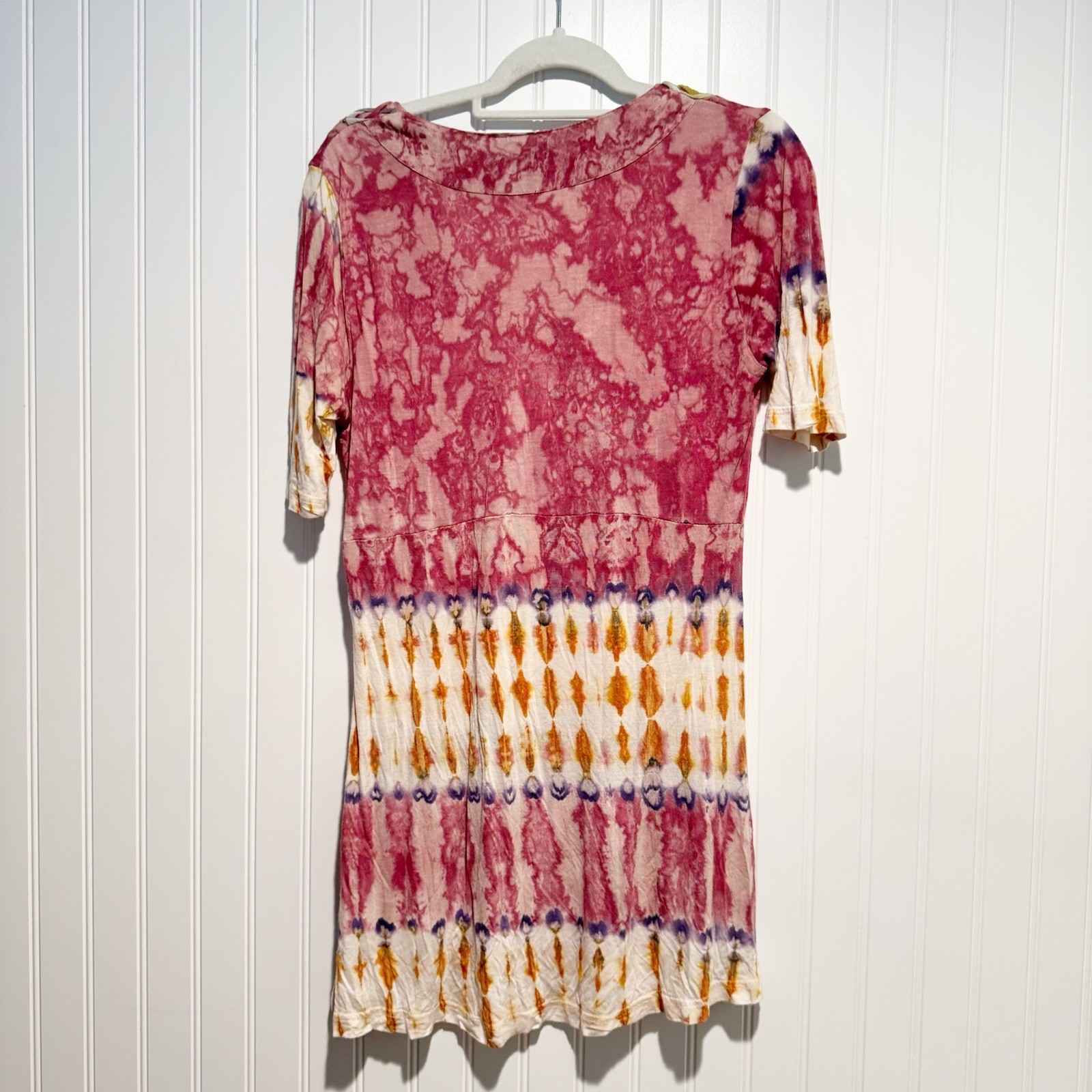 Parsley Sage Tie Dye Macramé Tunic Top Size Small Colorful Art To Wear Hippie