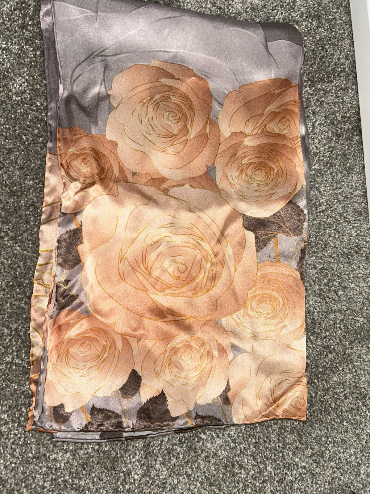 Chinese Shtuo Floral Silk Scarf New With gift box 64×20 Inches 100% Silk