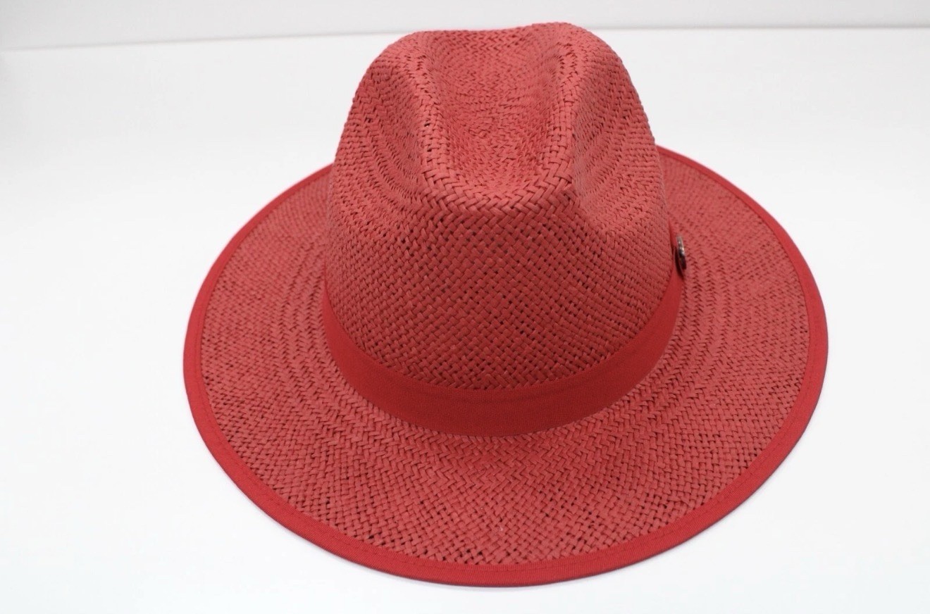 Bruno Capelo Men’s Red/Black Wide Brim Straw Fedora Kingdom Collection KI-507