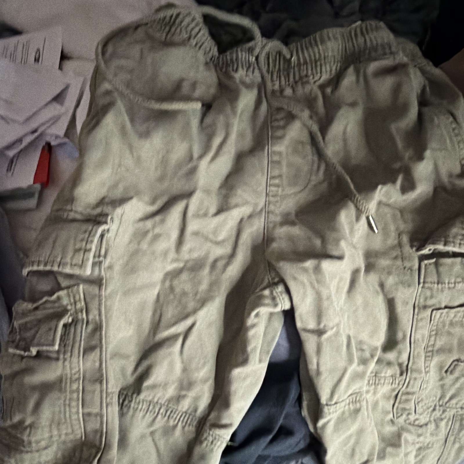 PacSun Cotton Canvas Green Cargo Pants Mens M 32W Elastic Waist Drawstring