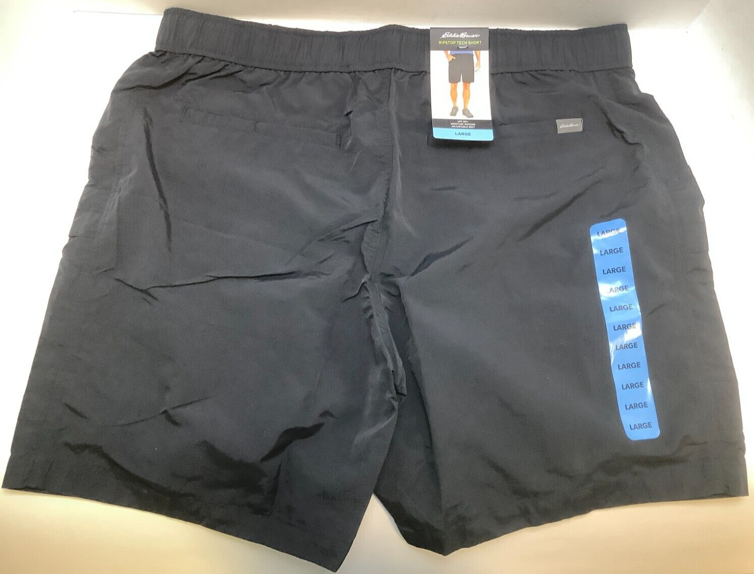 Eddie Bauer Men’s Ripstop Tech Pull On Short, Large, Black, Free Shipping!!!