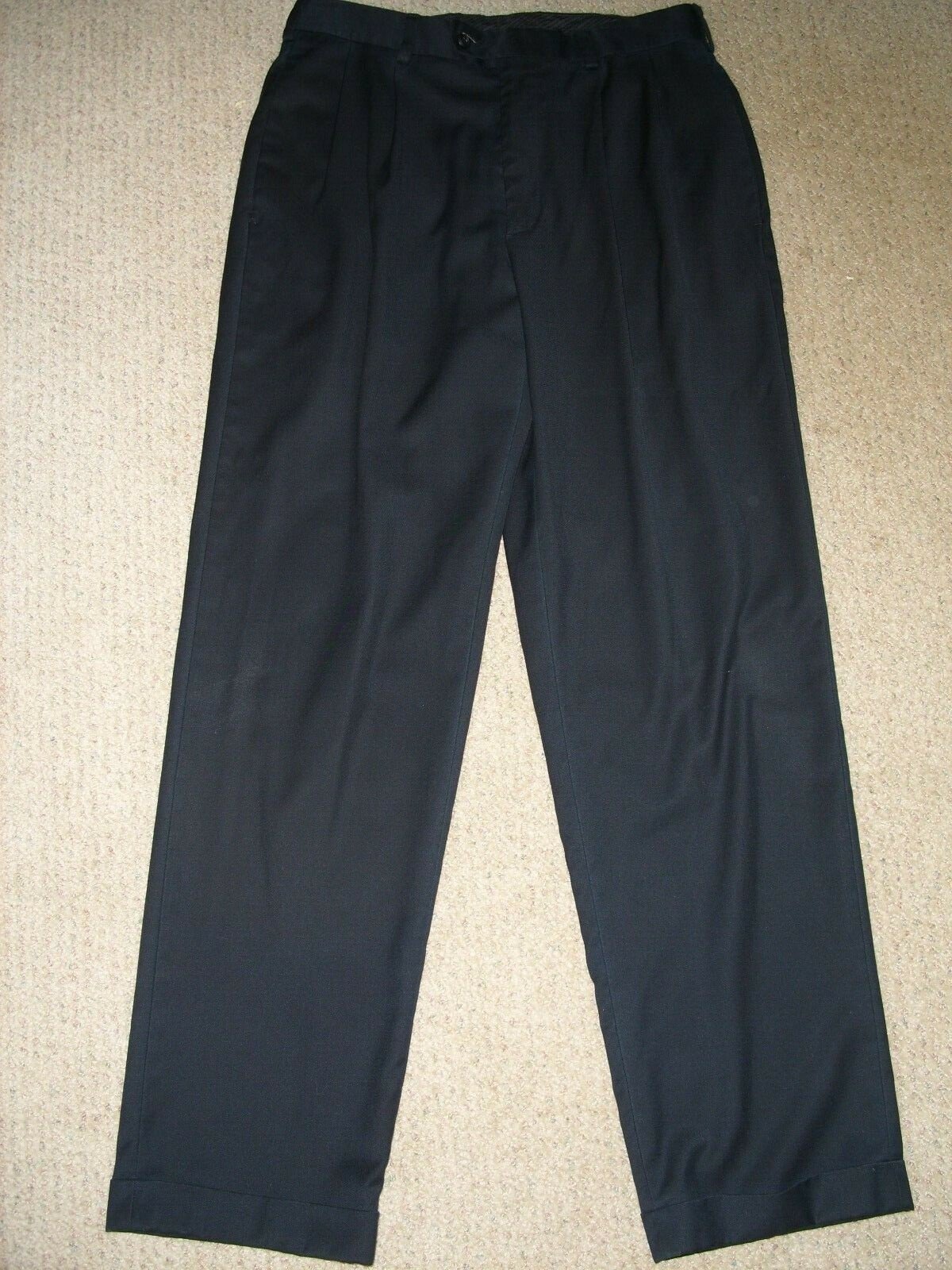 JOHN HENRY Men’s Black Pleated Front Cuffed Hem Dress Pants Slacks Sz 32×32