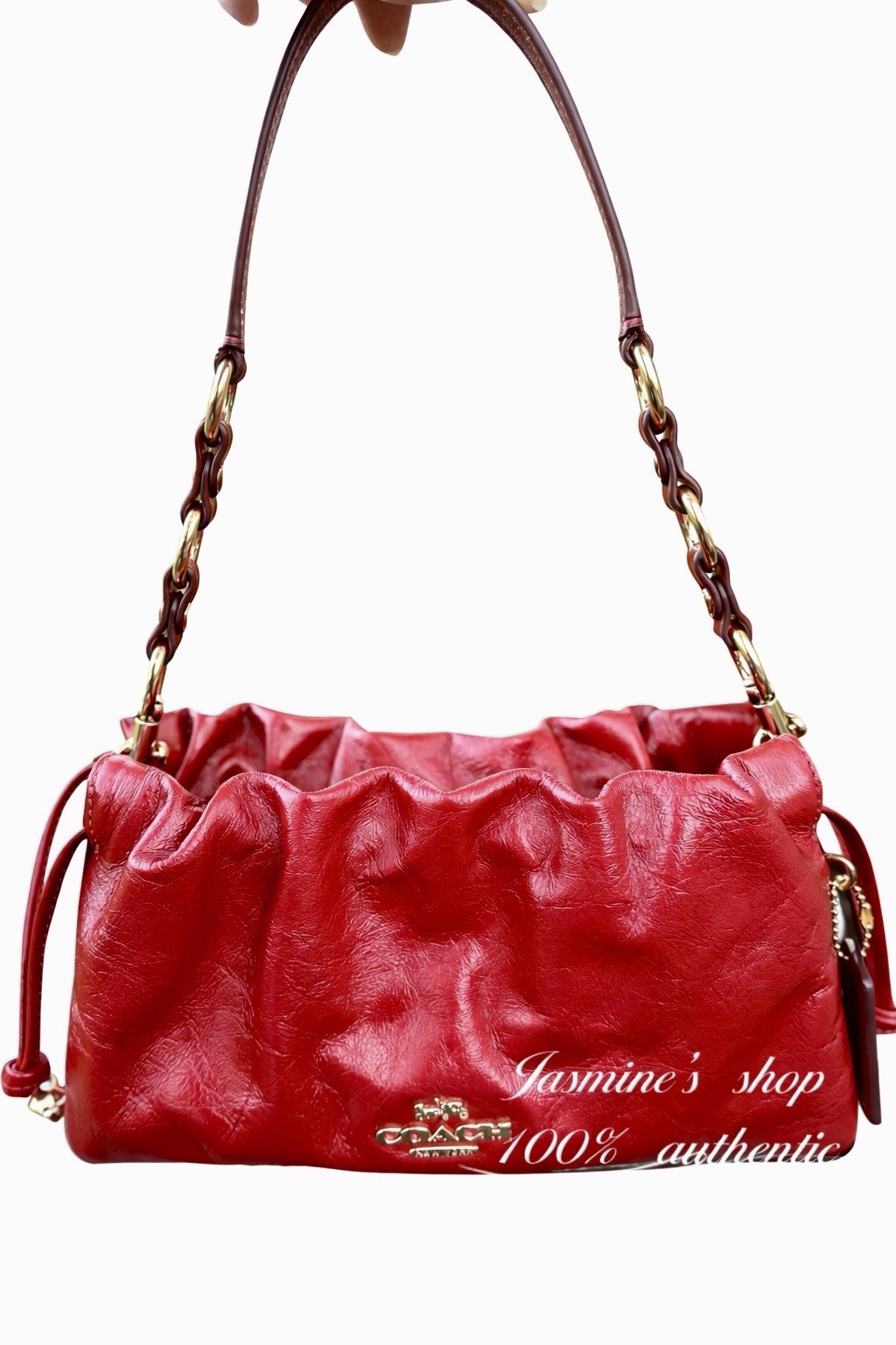 NWT Coach Faye Shoulder/Crossbody Bag In Glazed Leather/Dark Cardinal CCE39