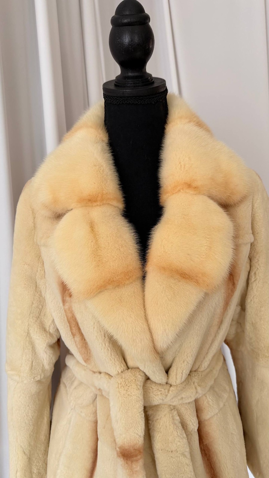 New Luxury Real Mink & Sheared Beaver Fur Coat Belted 1201204 Size M