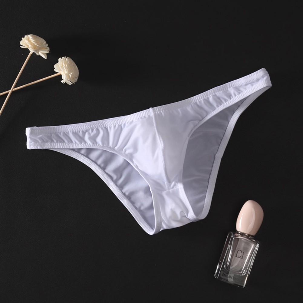 Ultrathin Mens Pouch Briefs Breathable Ice Silk Underwear for All Seasons