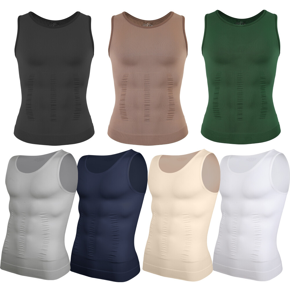 Slimming Men’s Compression Tank Top Tummy Control Belly Boobs Shaper Vest Shirts