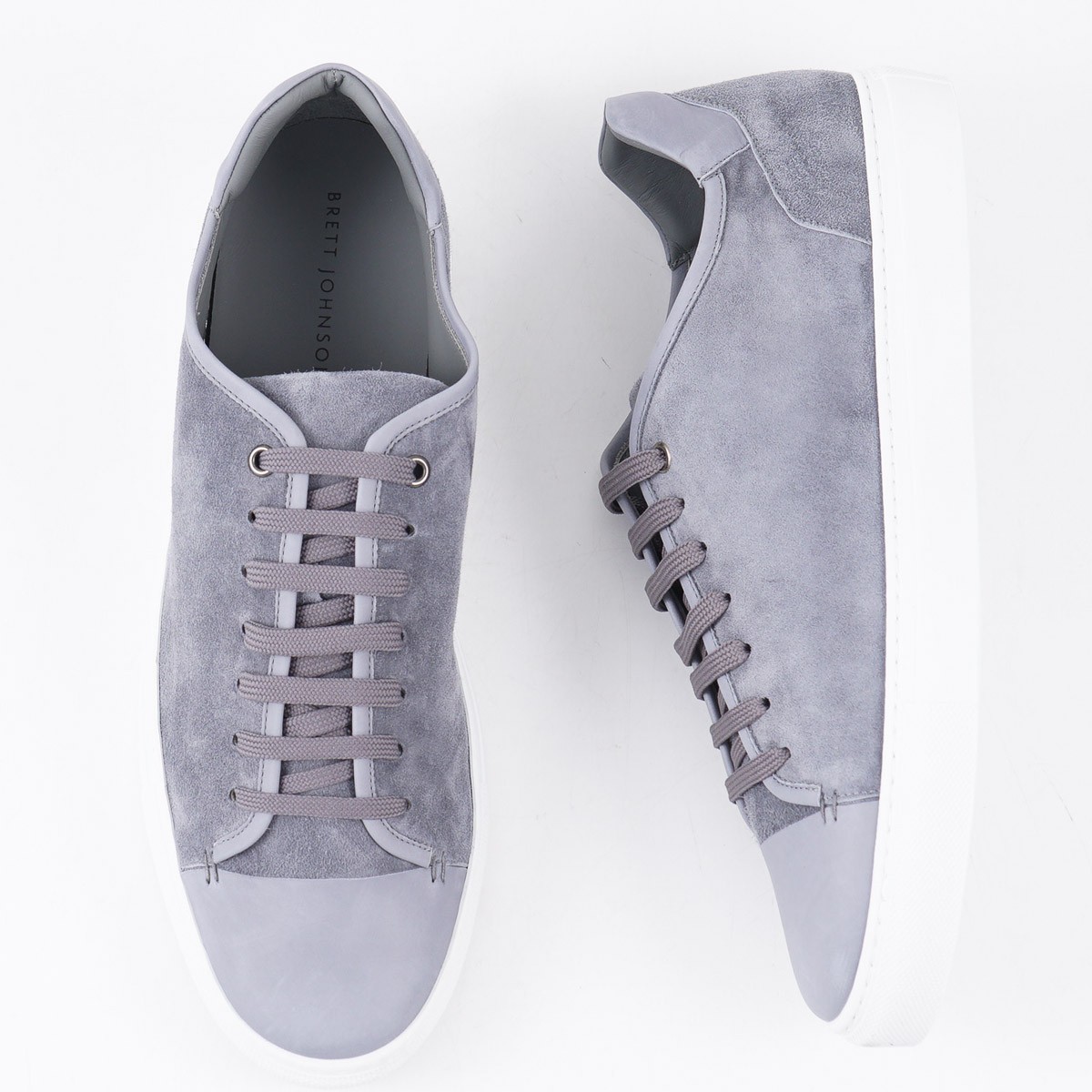 Brett Johnson Low-Top Gray Calf Suede and Leather Sneaker US 9.5 (Eu 42.5) Shoes