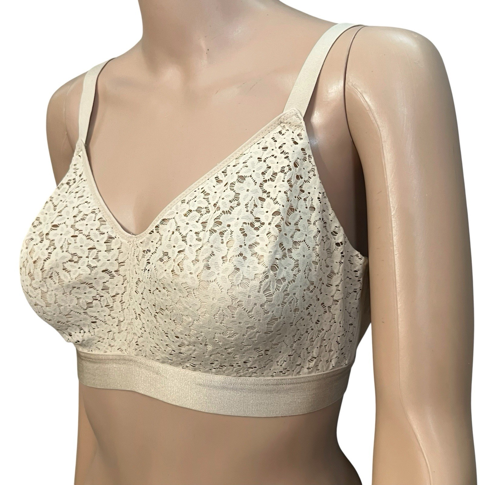 Chantelle Norah Supportive Wireless Bra 36D Pale Nude Lace Comfort Back Close