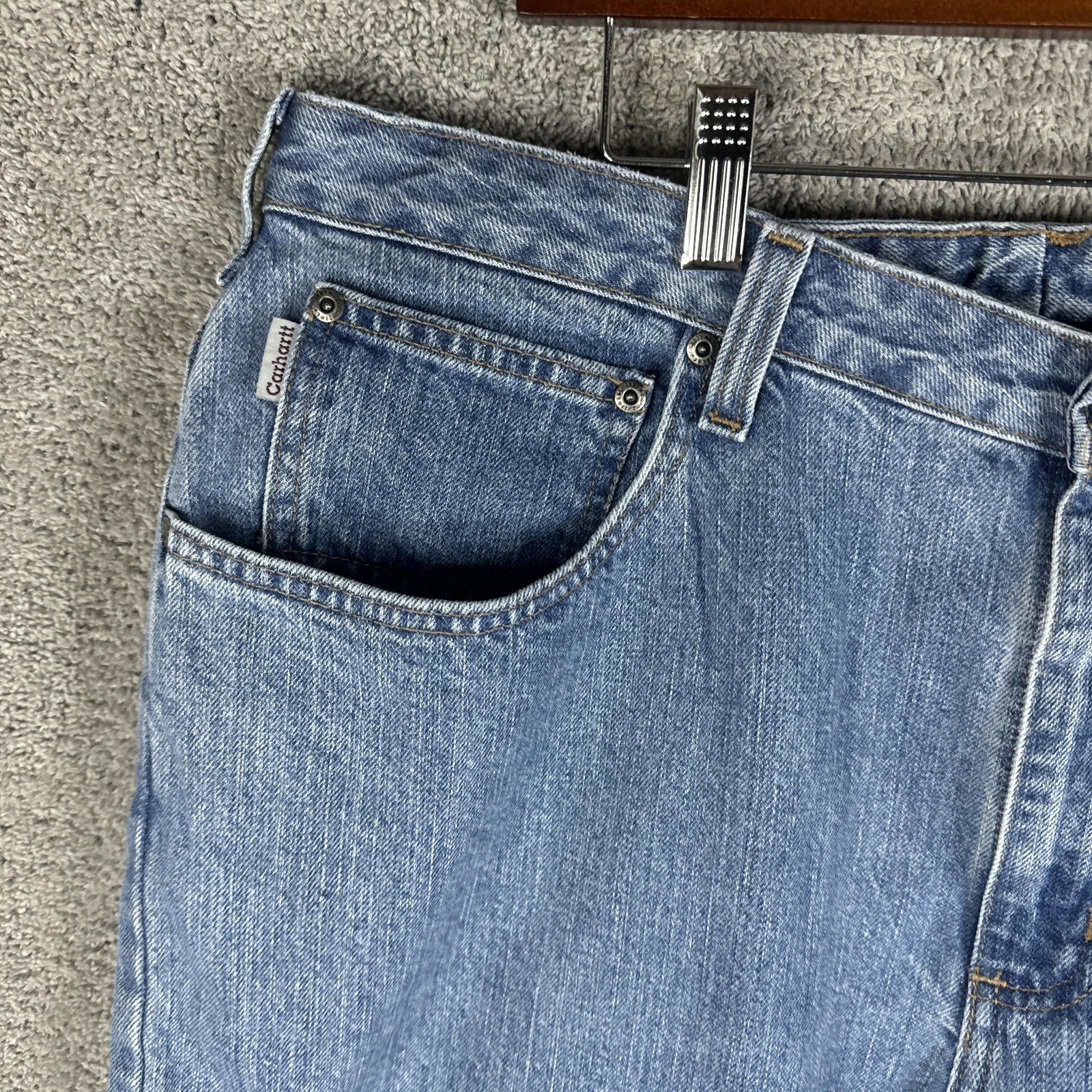 Carhartt Jeans Womens 18×30 Blue High Rise Relaxed Fit WB 160 AIO Denim Workwear