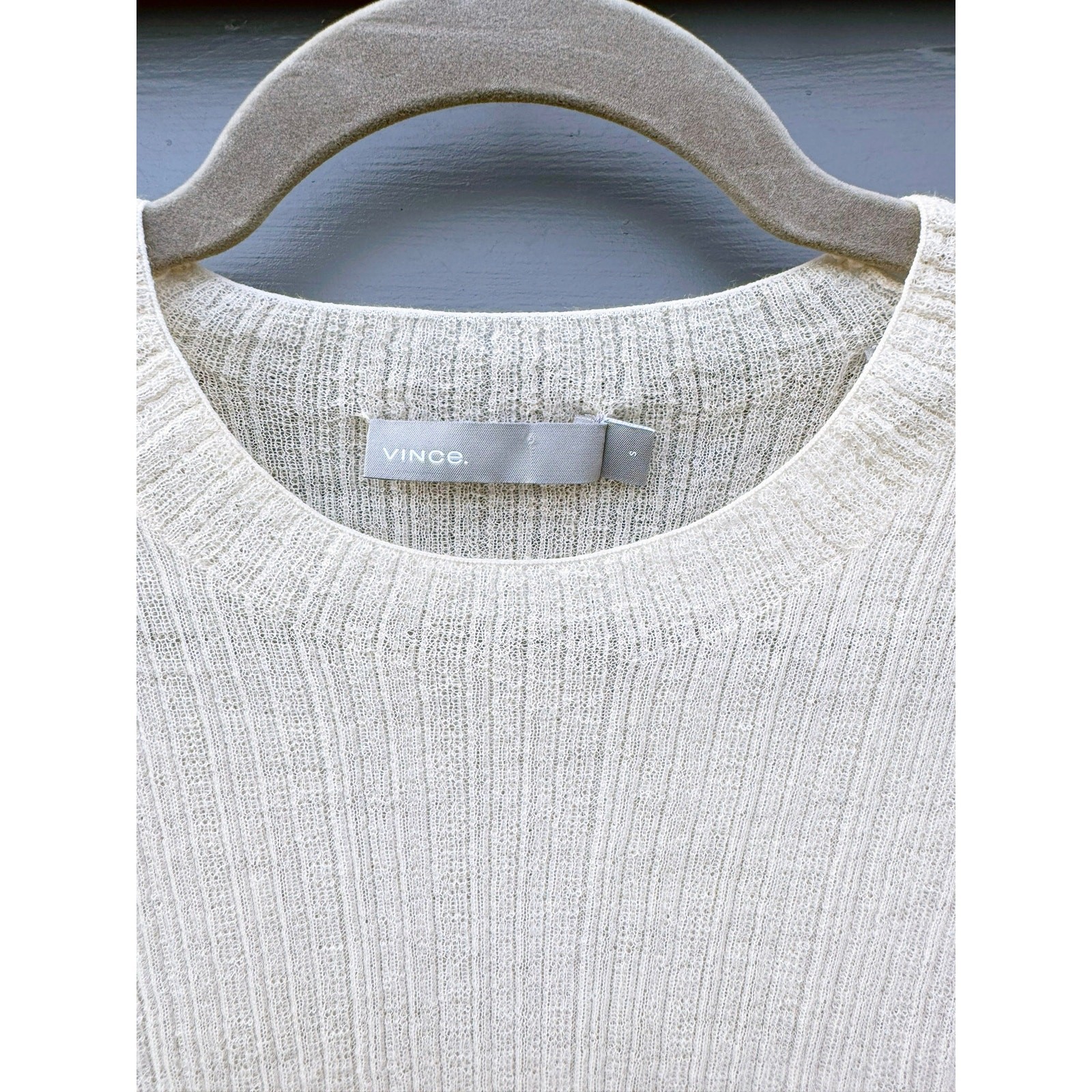 VINCE Shrunken Wool Mock Neck Pullover Ivory Small S