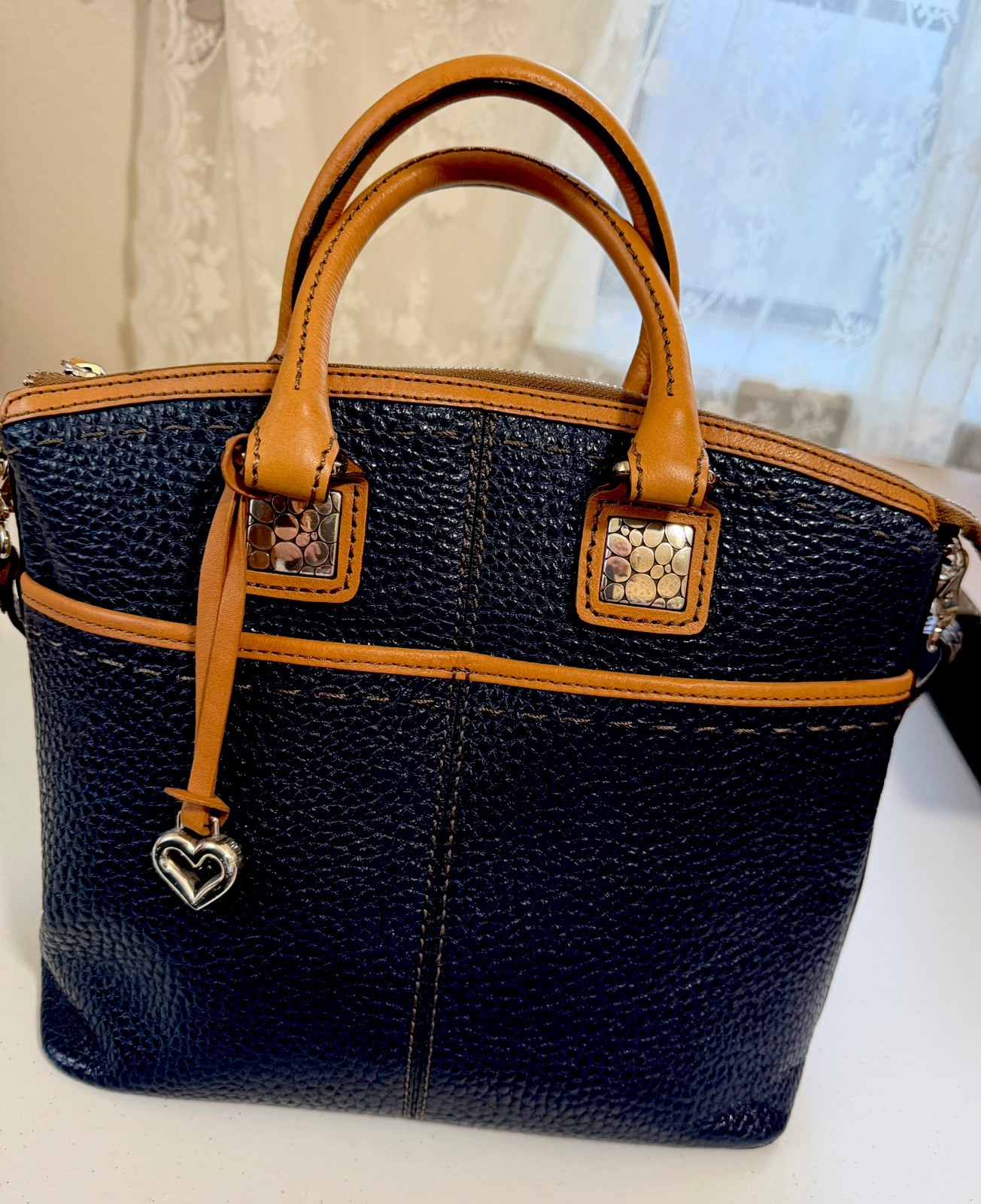 Brighton Satchel Handbag With Double Handle And Shoulder Straps