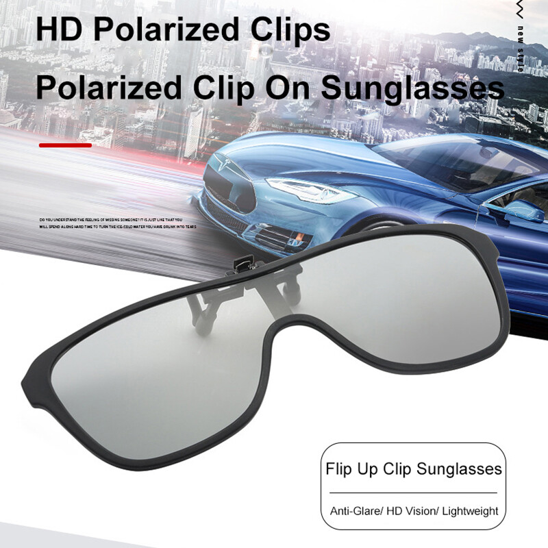 Polarized Clip-on Sunglasses Flip Up Metal Clip Eyewear for Prescription Glasses