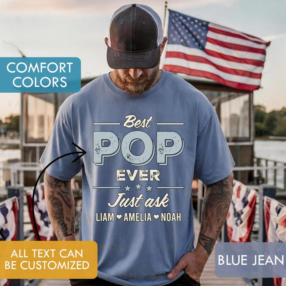 Personalized Pop Shirt with Kid Names Fathers Day Gift