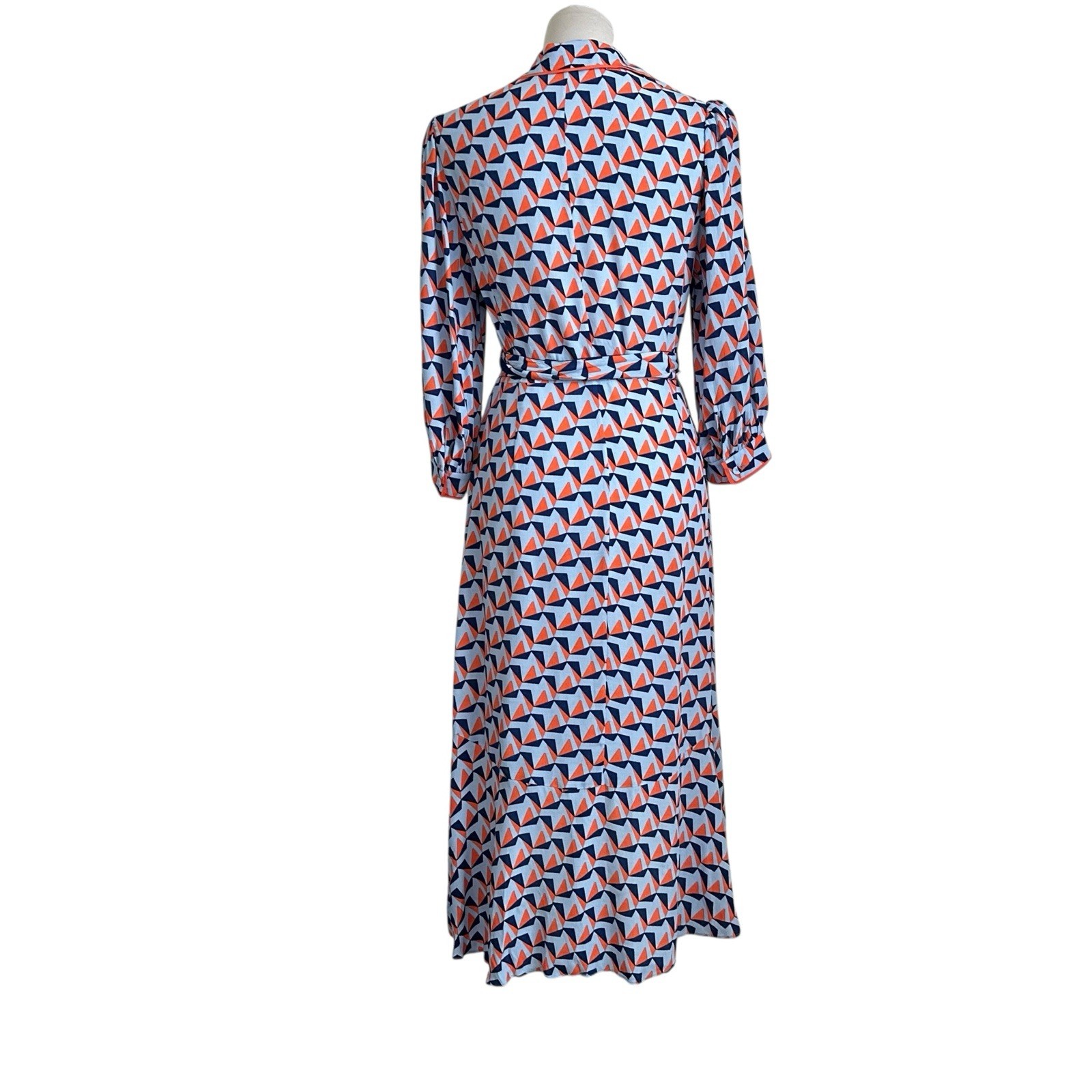 Diane Von Furstenburg Womens Ana Crepé Wrap Dress Sz 8 Geo Print 3/4 Sleeve