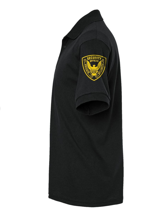 SECURITY POLO SHIRT Black Jersey 50/50 Printed Front, Back & Sleeves