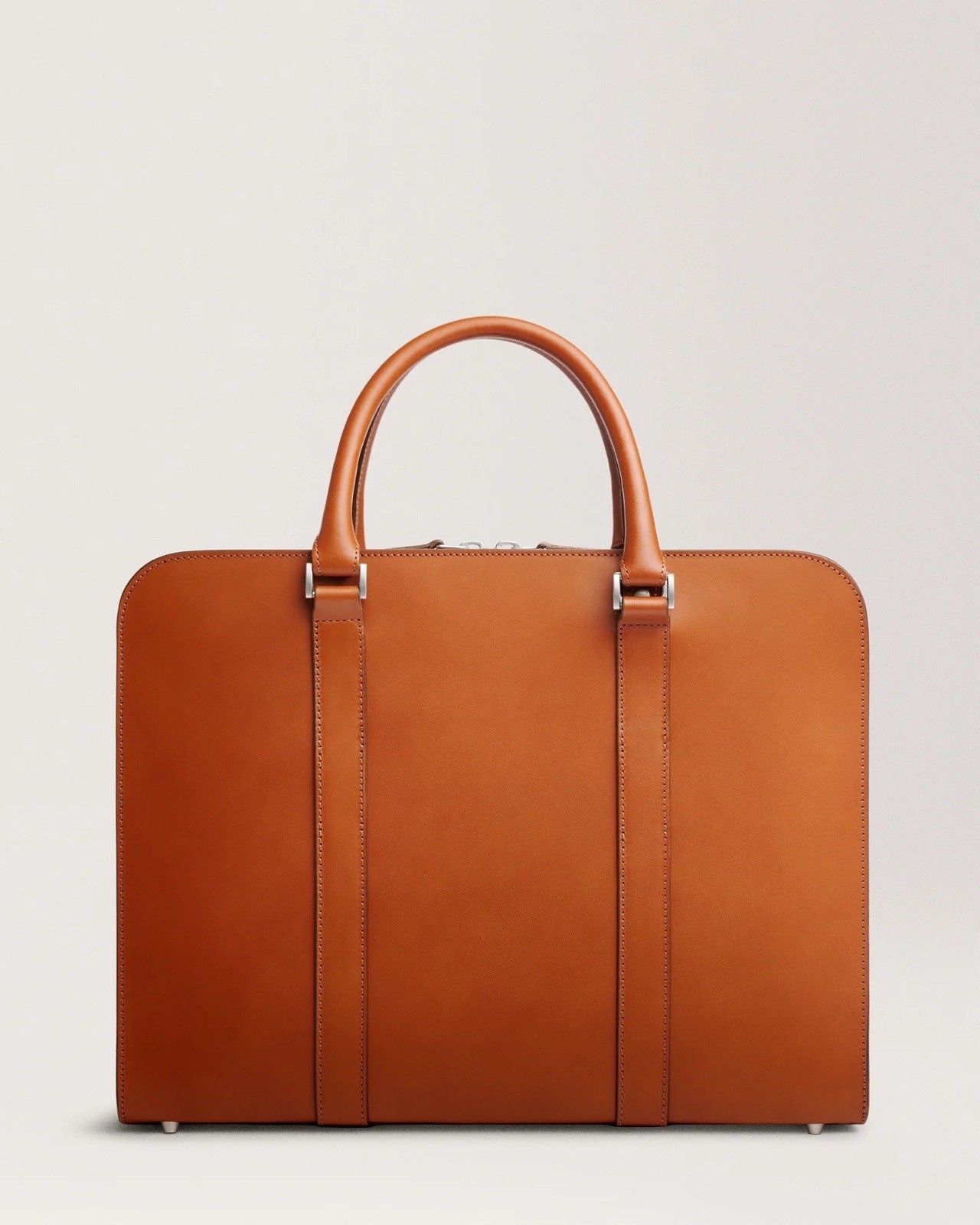 Carl Friedrik Palissy Single Zip Briefcase – Cognac Smooth Leather