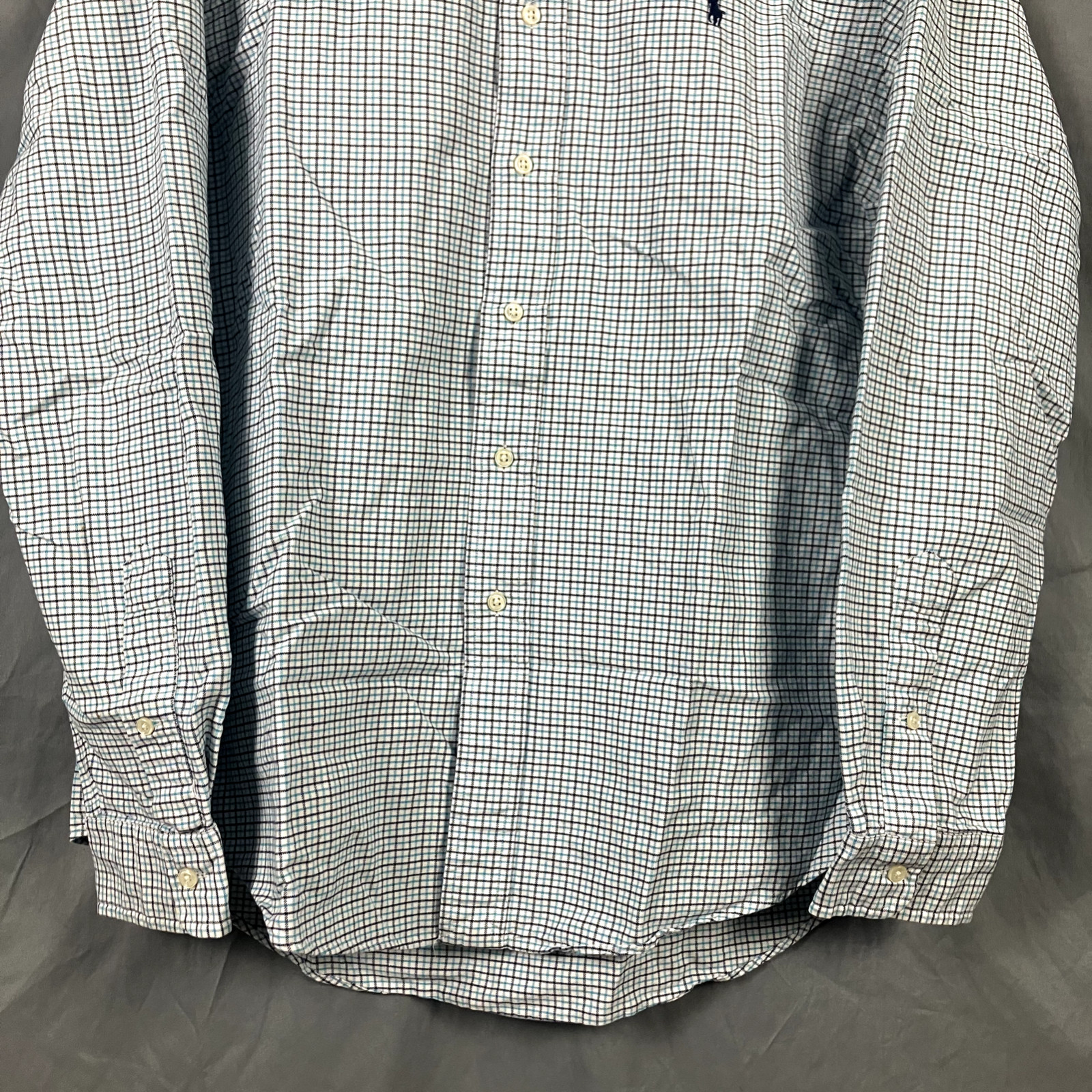 Ralph Lauren Custom Fit Mens L Button Down Long Sleeve Shirt Check Small Pony