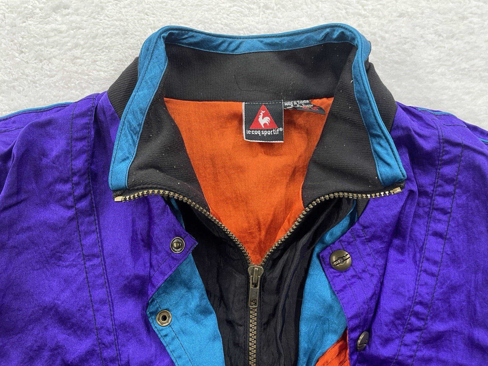 Vintage Le Coq Sportif Colorblock Windbreaker Jacket Mens M Purple 90s RN73349
