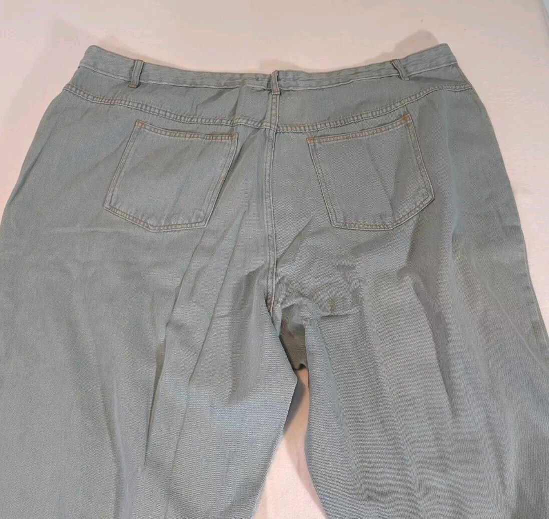 Woman Within Wide Leg Jeans 28W Light Blue Five Pocket Cuff Width 11 Inches NEW