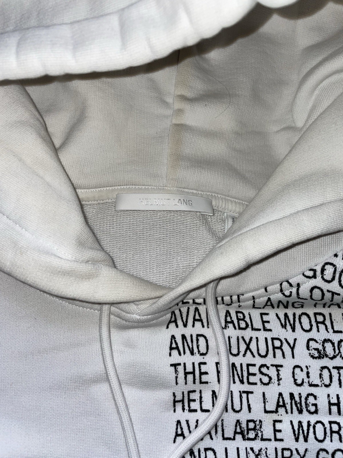 Helmut Lang Hoodie Mens Medium White French Terry Pullover, Check Description!