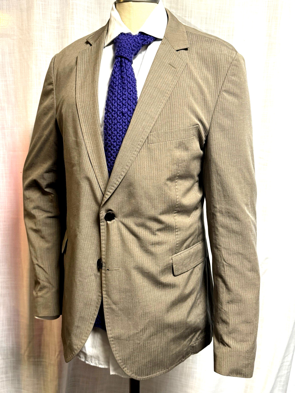 STRELLSON Men Suit Side Vents BEIGE COTTON No Pleat 40R 2 BUTTON 1/2 SLIM*