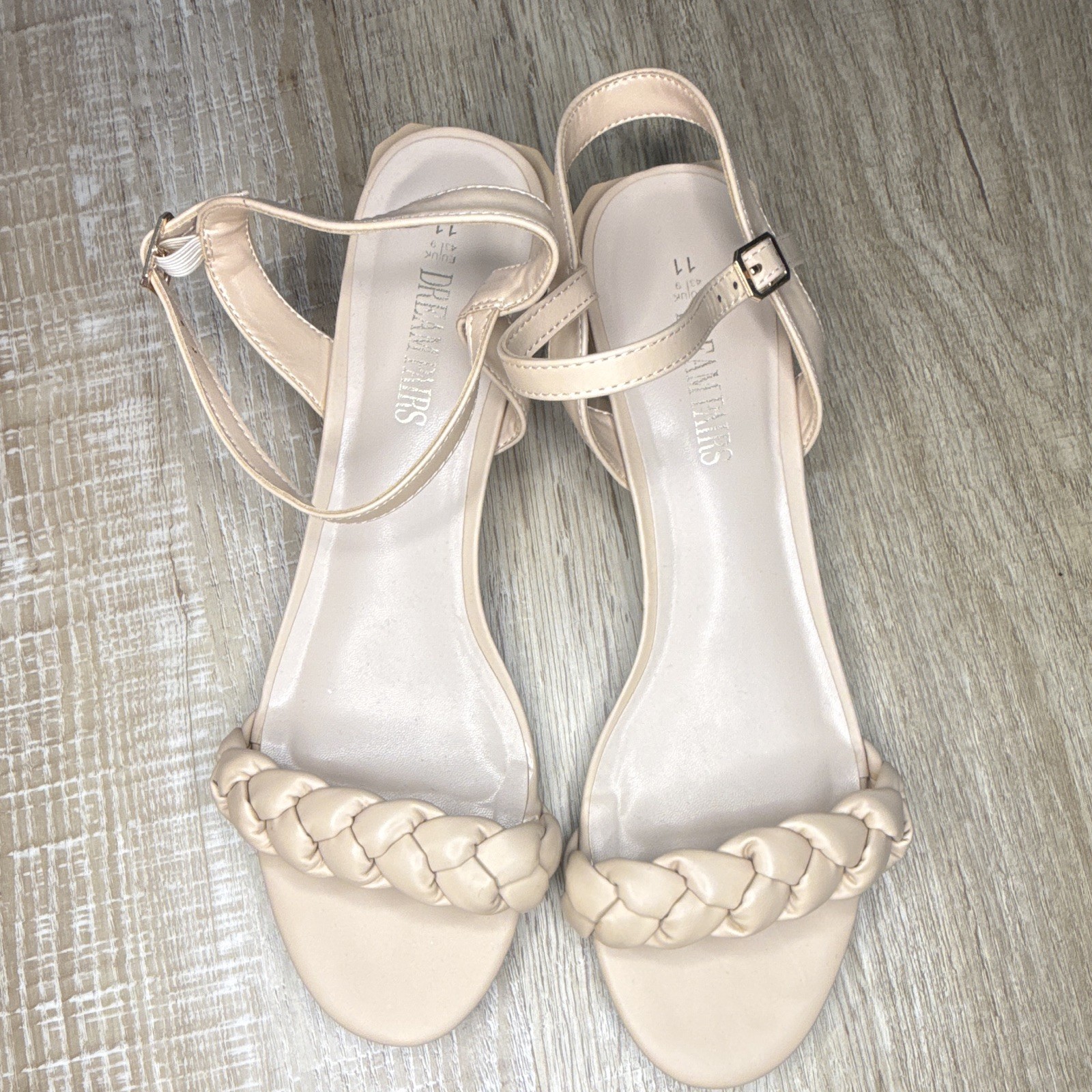 Dream Pairs Women’s Beige Braided Strappy Ankle Strap Buckle Sandals 11