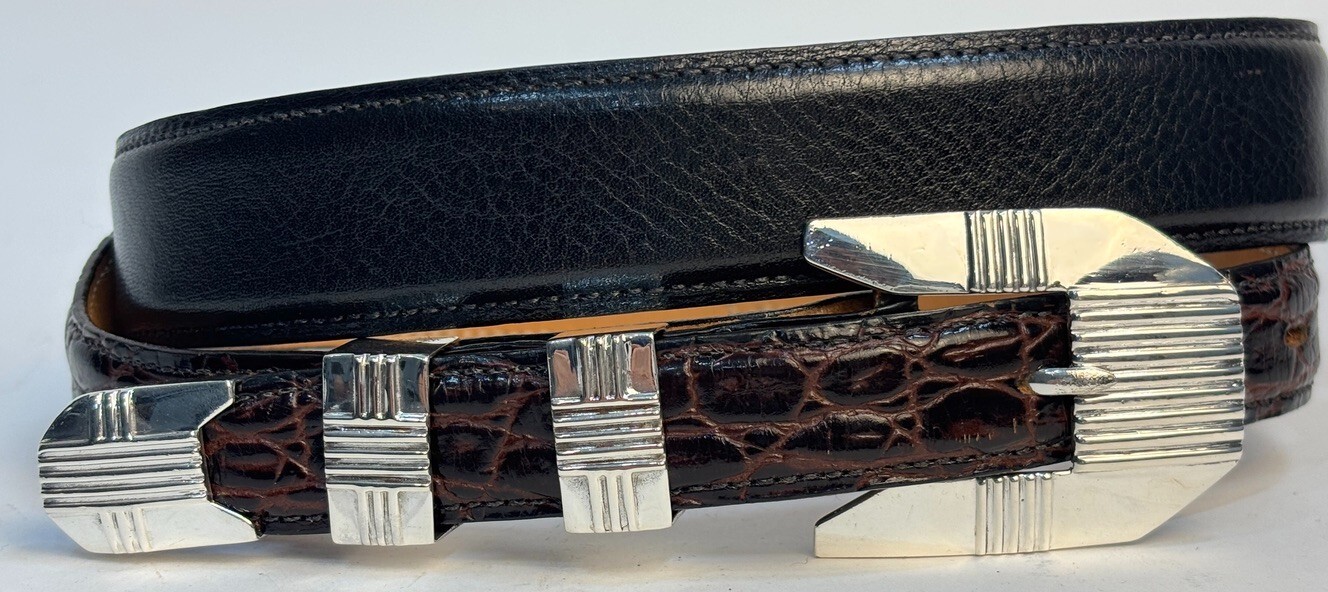 Southwestern Sterling Silver .925 Ranger Belt Buckle 34 Fred Coen Belt