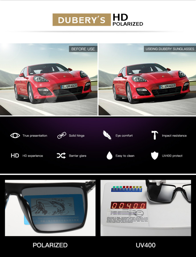 DUBERY Sport Polarized Sunglasses For Men Women Oversize Driving Fishing Glasses