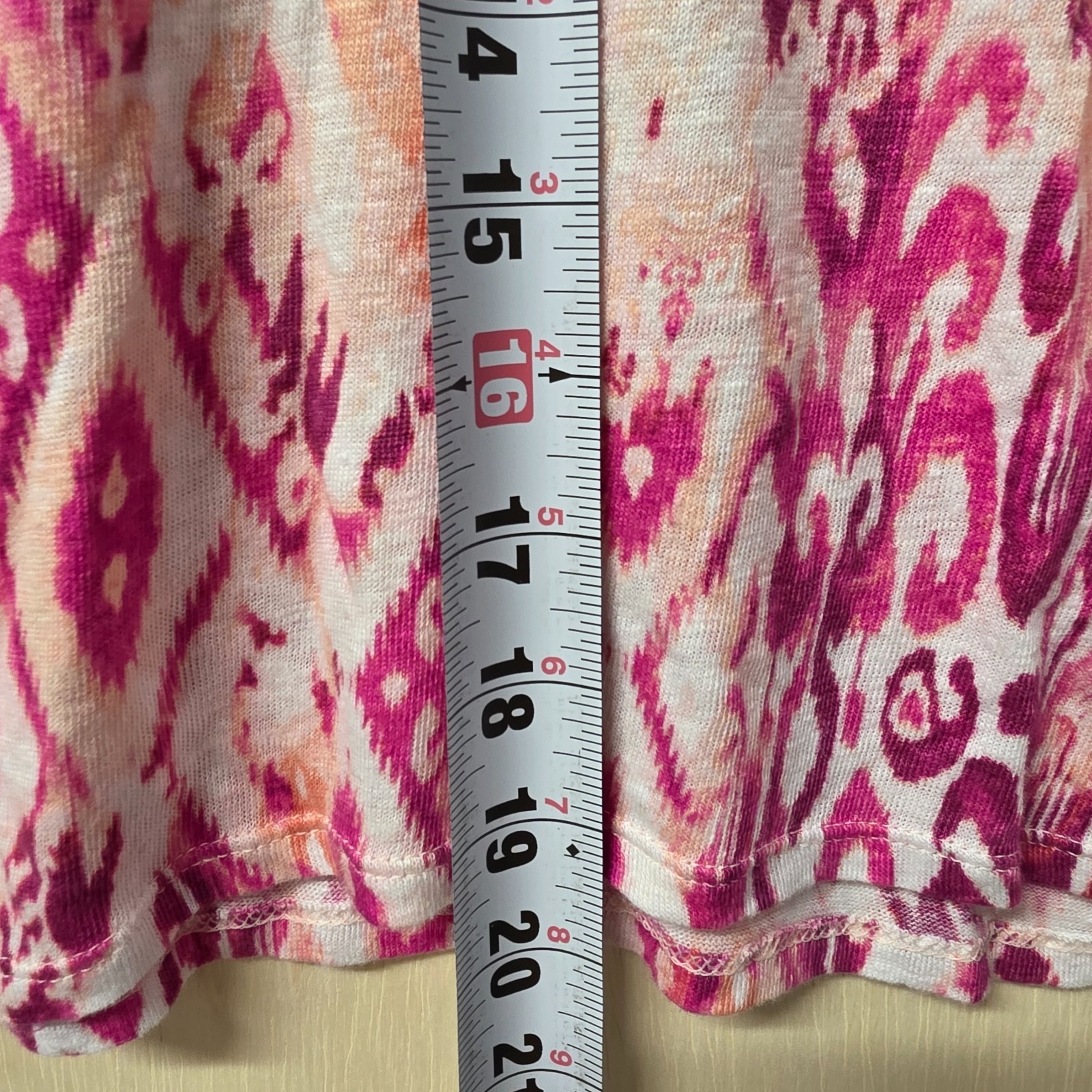 Chicos 4 XXL 100% Linen Ikat Print Dolman Top Pink Peach V Neck Boho