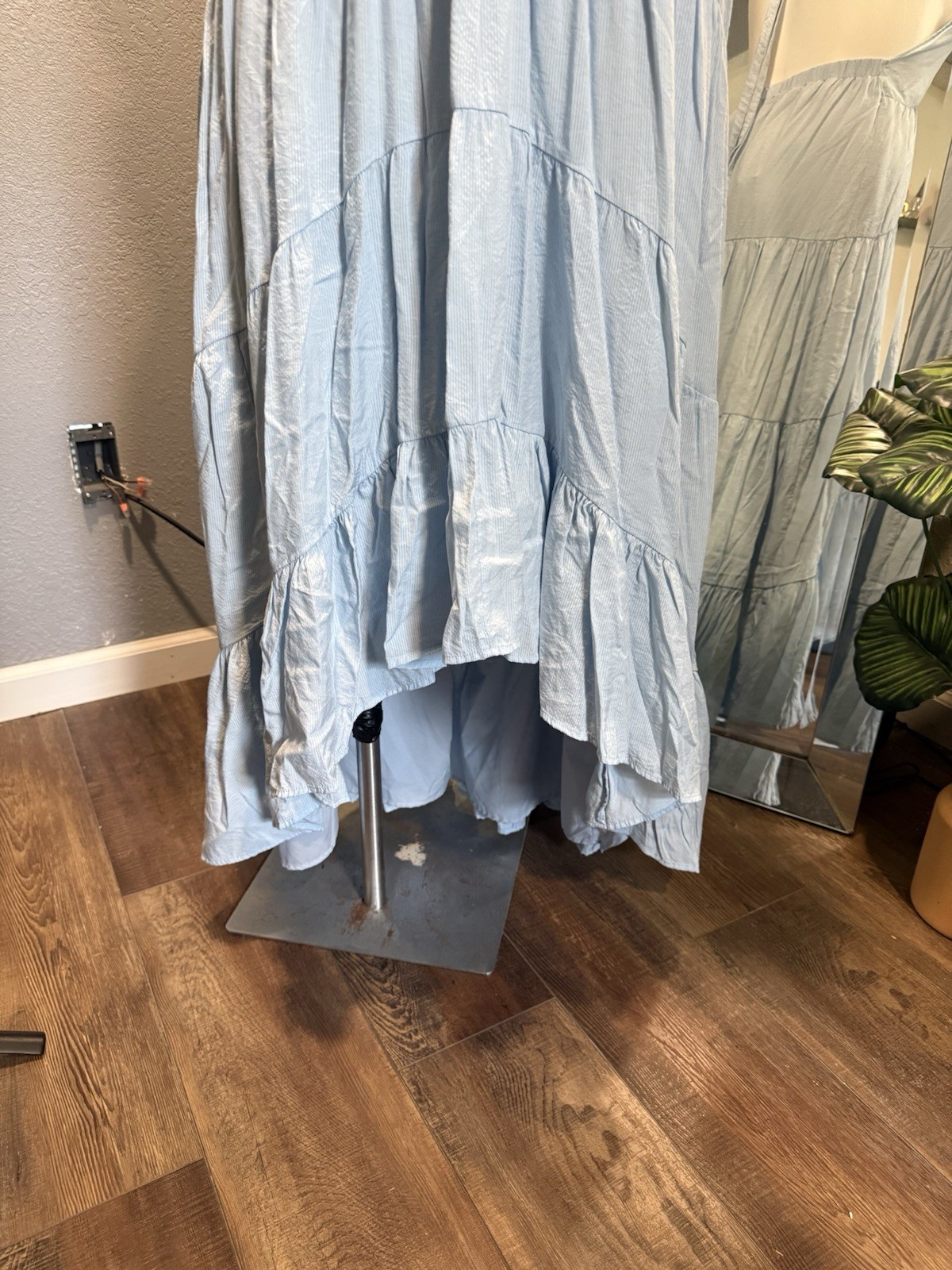 Lulus Blue Halter Backless Tiered Tie-Back Maxi Dress XL Regular