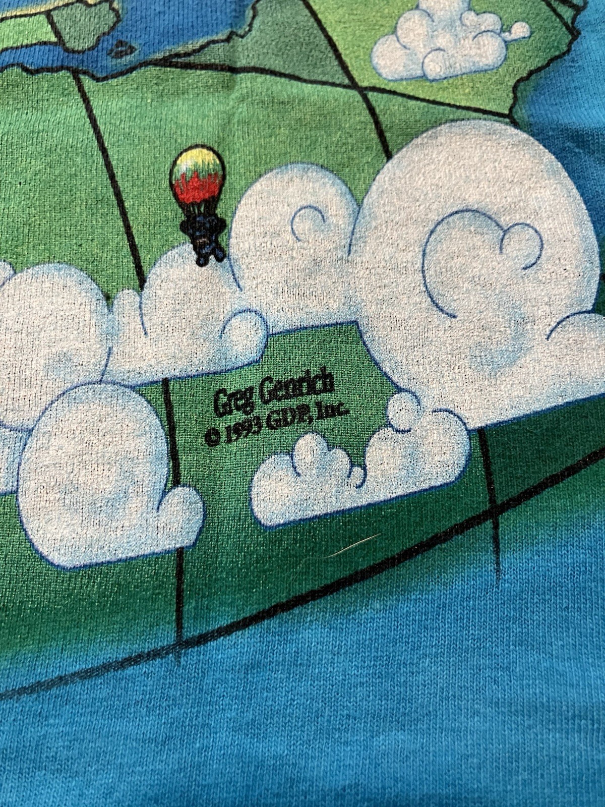 Vintage Grateful Dead Parachute Bears Liquid Blue Tie Dye 2000 Shirt Sz. XS