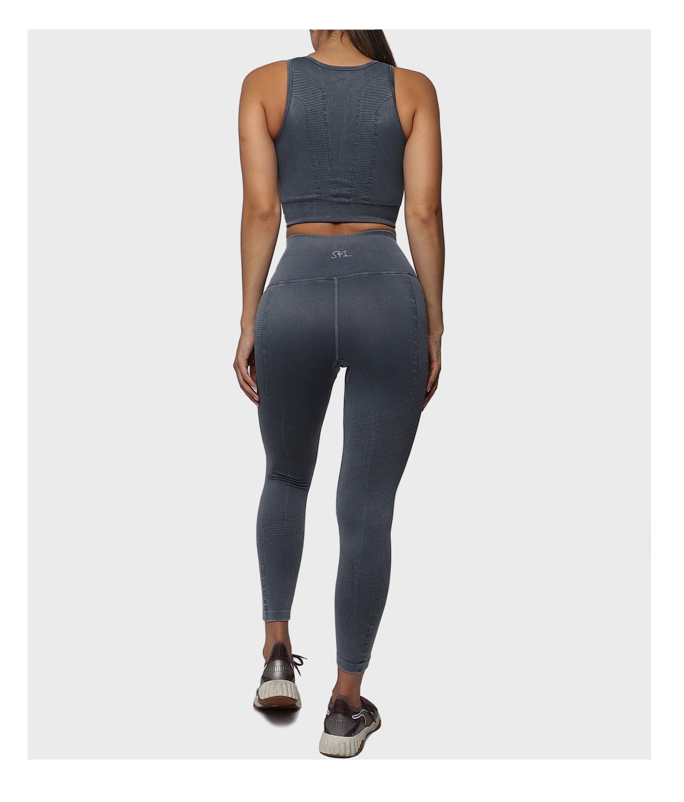 Blue Acid Wash Top & Leggings