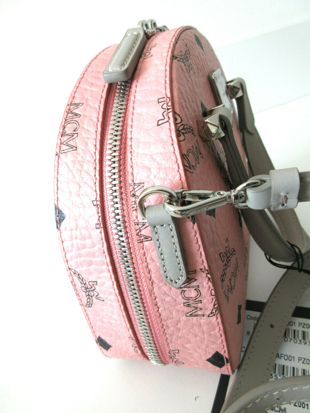 MCM half moon Visetos Canvas Small Zip Top Crossbody Dome Purse Bag
