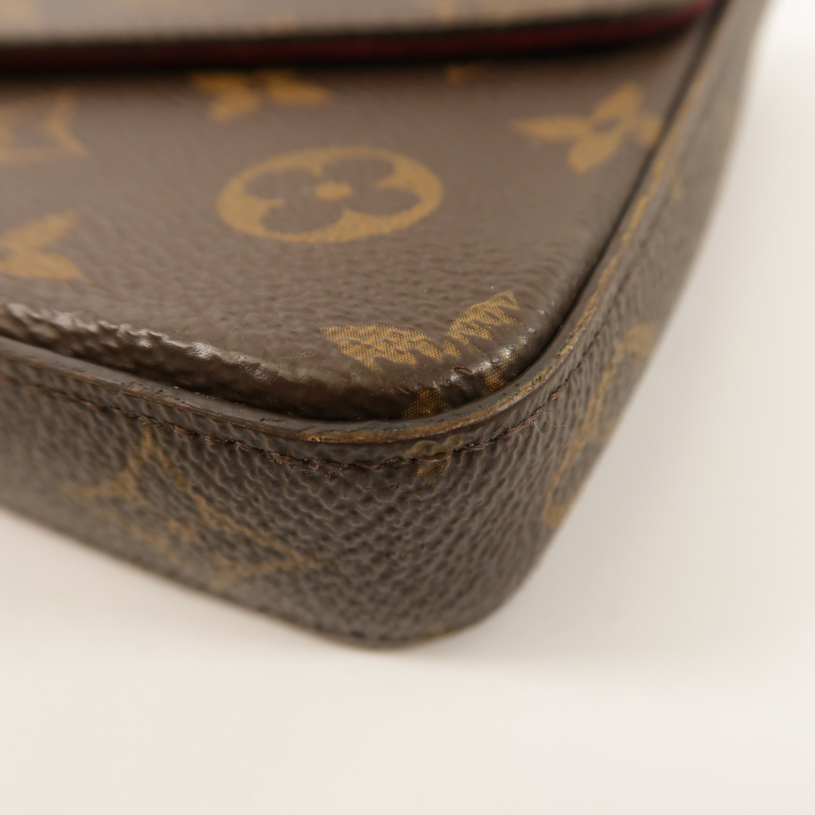 LOUIS VUITTON GHW Felicie Pochette Chain Shoulder Bag M81896 Monogram Brown Red