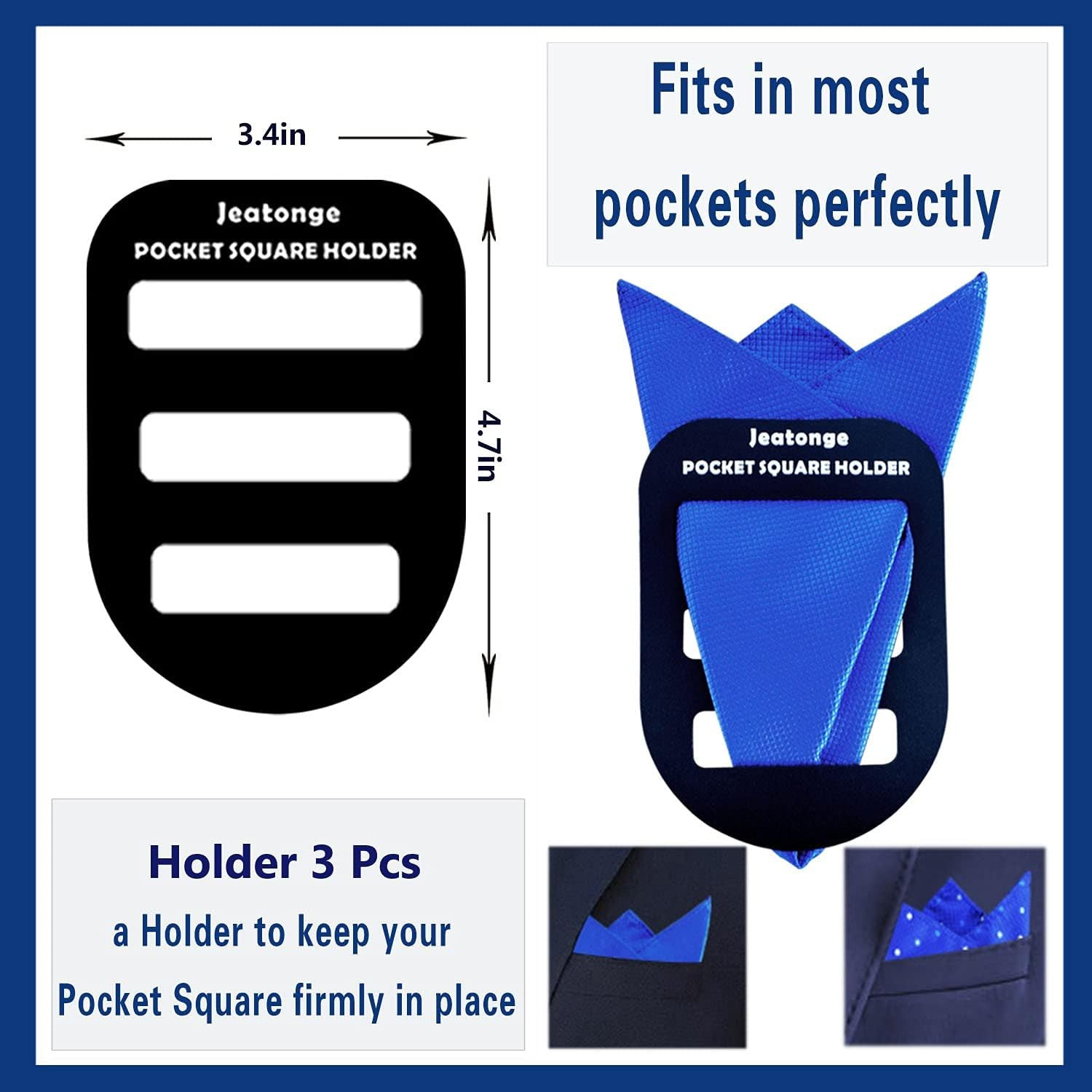 Pocket Square Holder Organizer for Men, Prefolded – 10 Piece Set