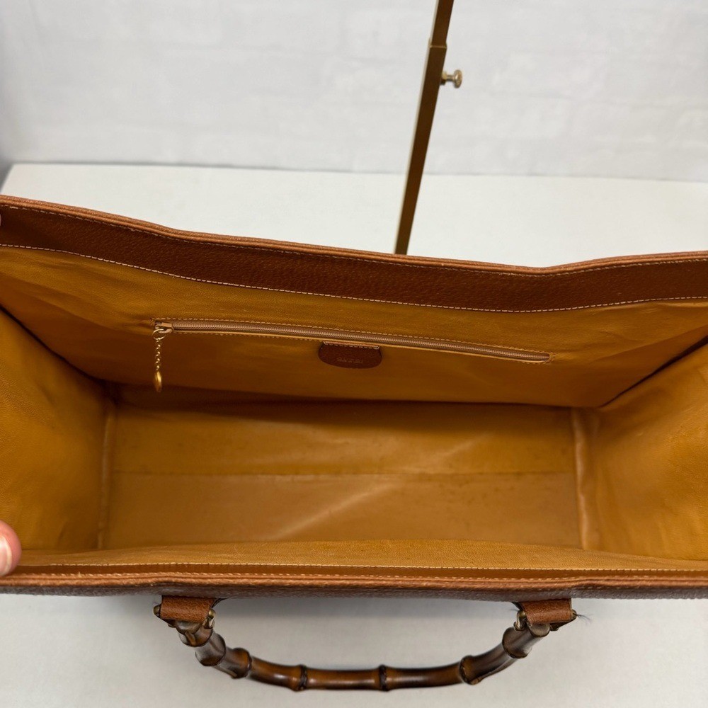 Gucci Vintage Large Bamboo Handle Leather Tote Bag Brown Diana Bag