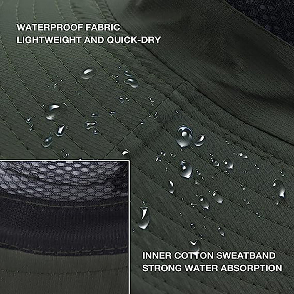 Wide Brim Bucket Hat Waterproof UPF50+ UV Sun Protection Cap for Fishing Hiking