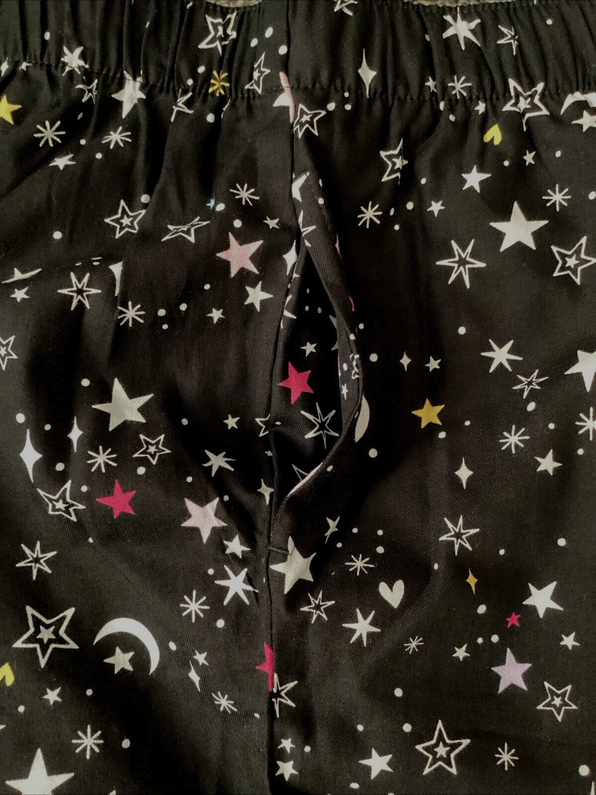 JOYSPUN SLEEPWEAR Black Soot Star Print Woven Elastic Waist Shorts Sz M*