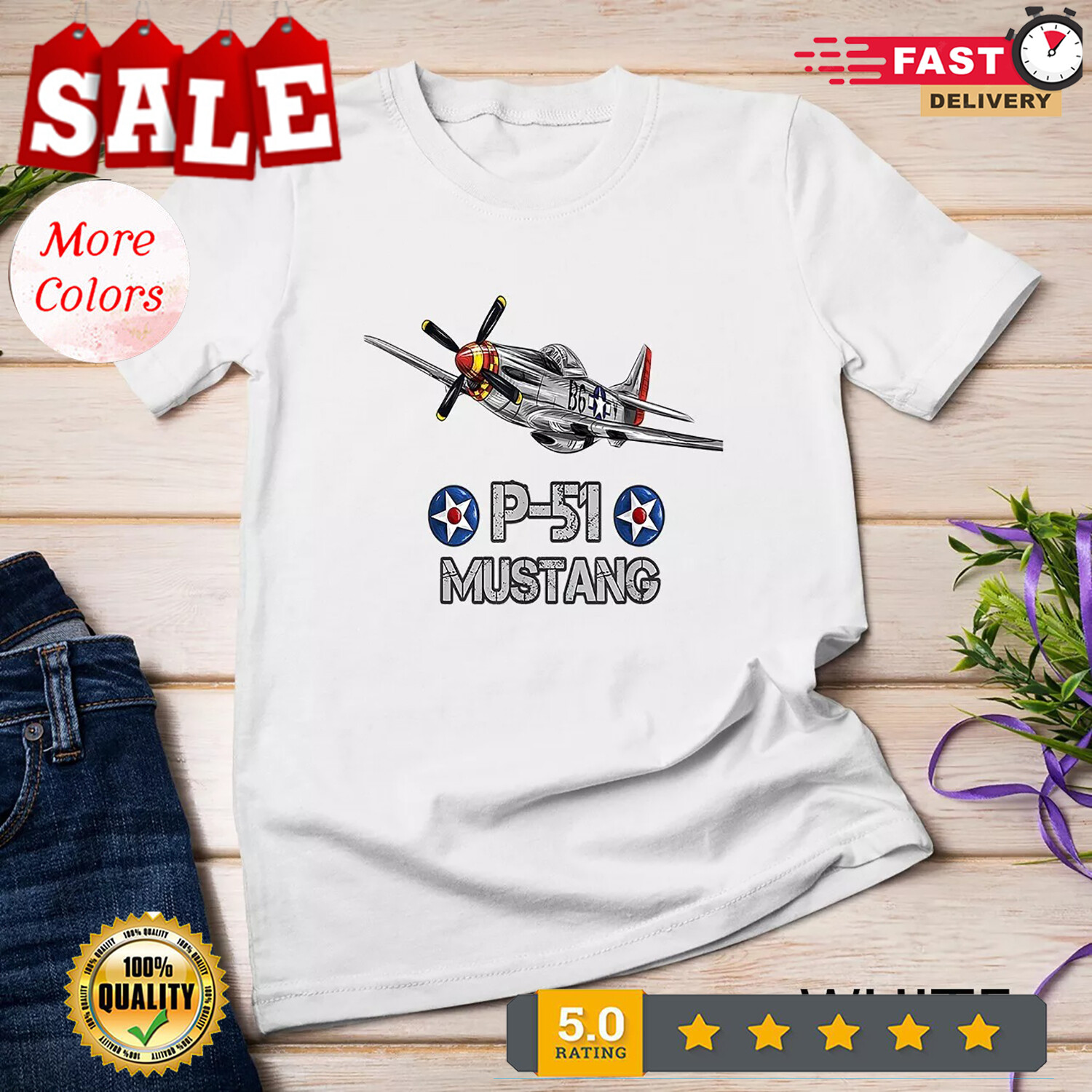 2025/P-51 Mustang Fighter Airplane T-Shirt Unisex T-shirt