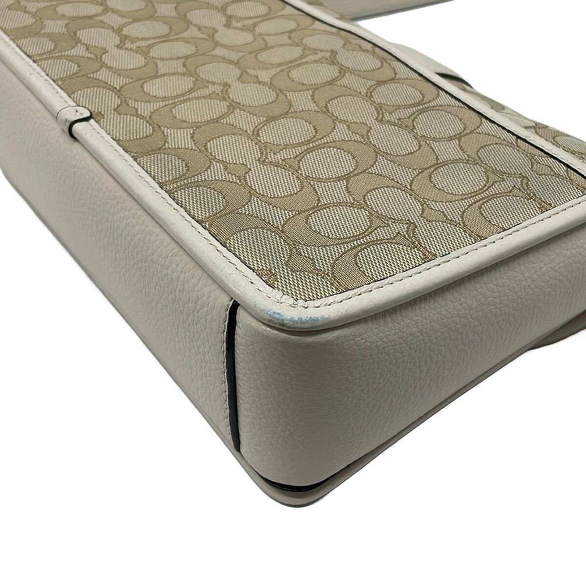 COACH Ronnie Crossbody Signature Jacquard Bag Khaki Ivory Auth From Japan