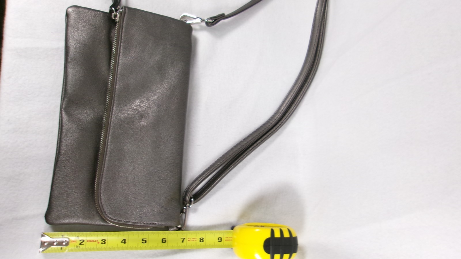 Charming Charlie Gray Metallic Fold-Over Crossbody Purse