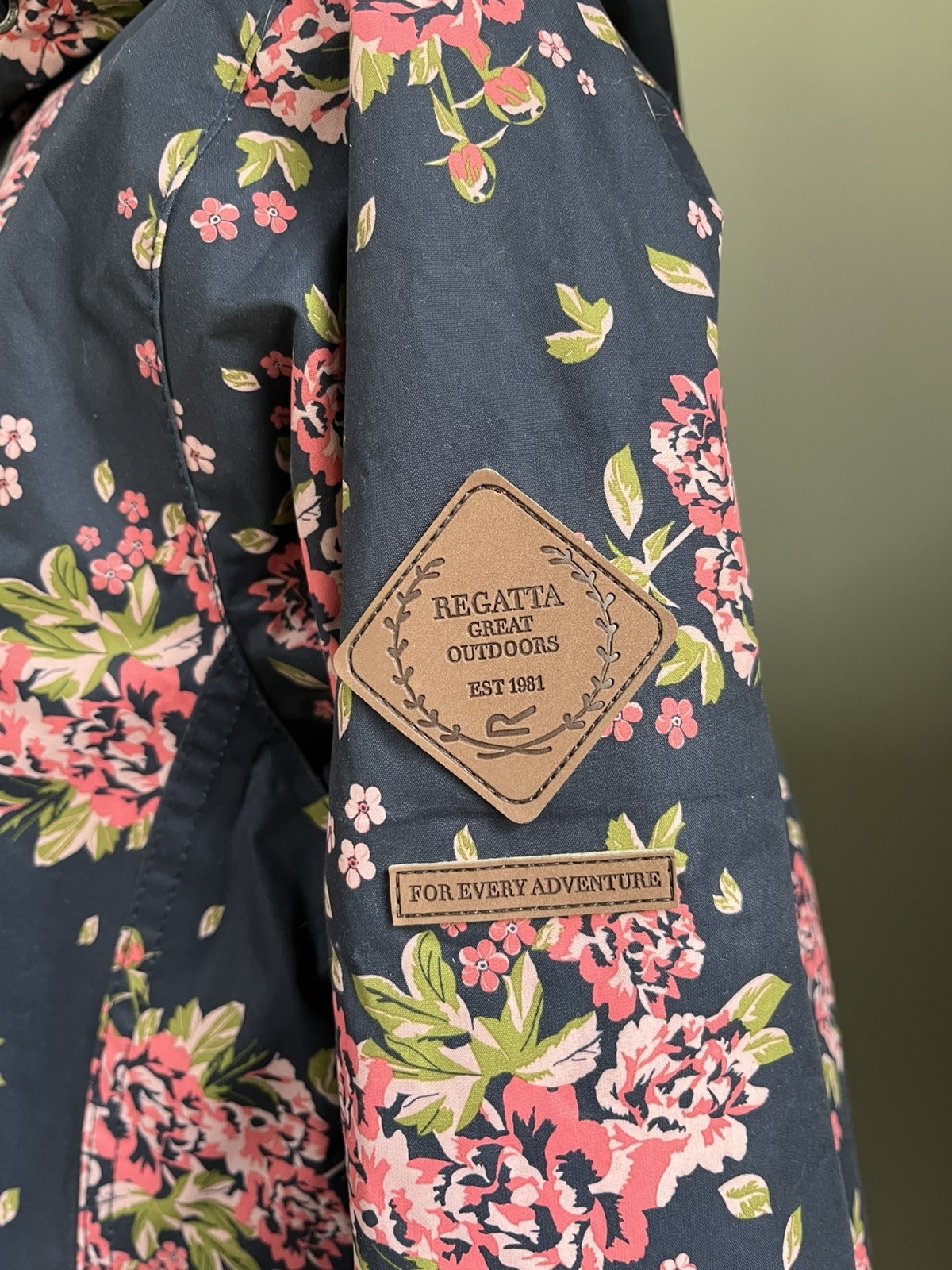Regatta Waterproof Raincoat Ladies Jacket Blue Pink Floral Foldaway Hood UK14