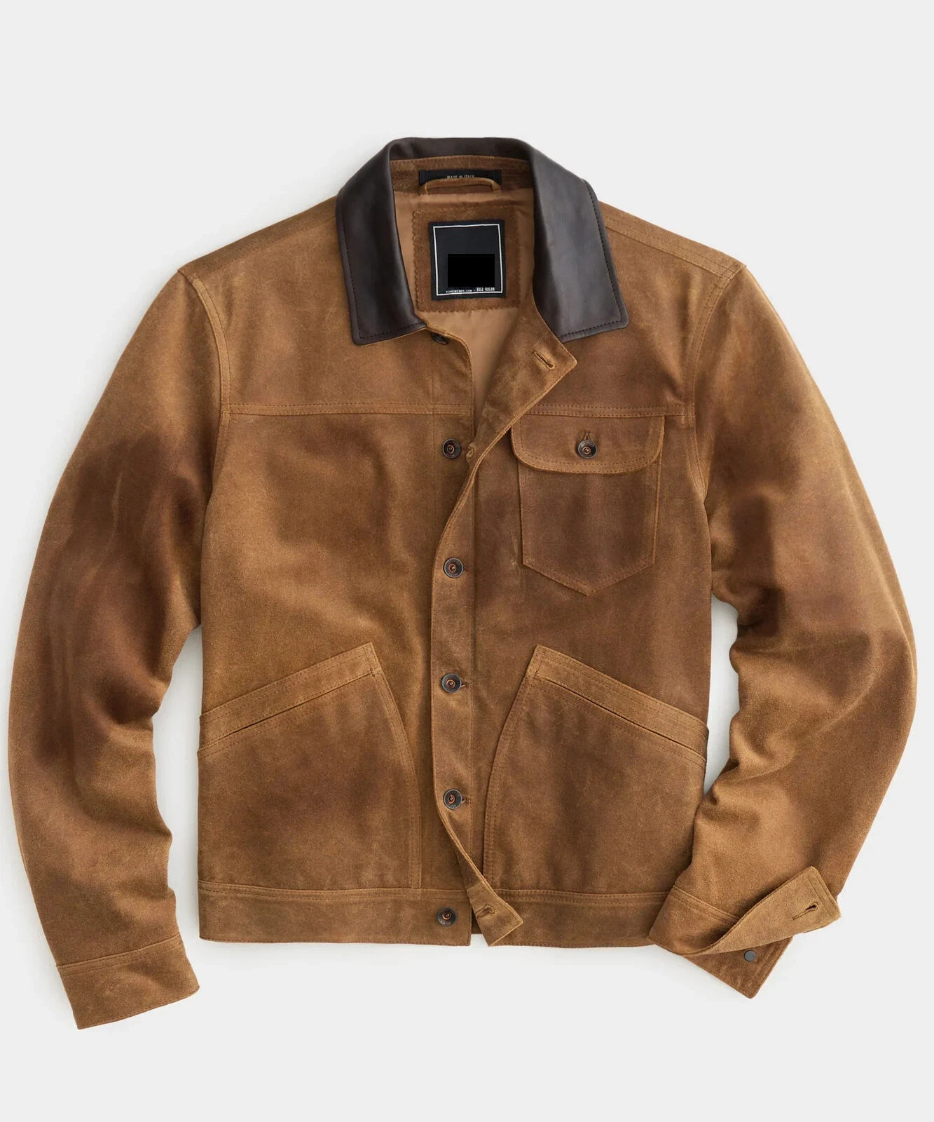 Mens Brown Leather Trucker Jacket Pure Suede Custom Made Size S M L XL 2XL 3XL